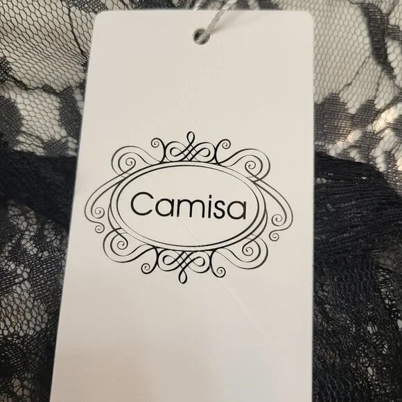 Camisa Blue knot-front off-shoulder tunic and sheer lace Tank Size: Medium NWT - Picture 13 of 14